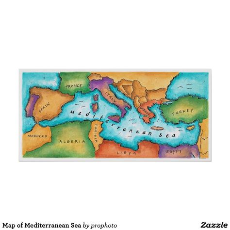 Map Of Mediterranean, Mediterranean Map, Sea Map, Sea Poster, Turkey Gifts, Memory Quilt, Mediterranean Sea, Postcard Size, Cool Posters