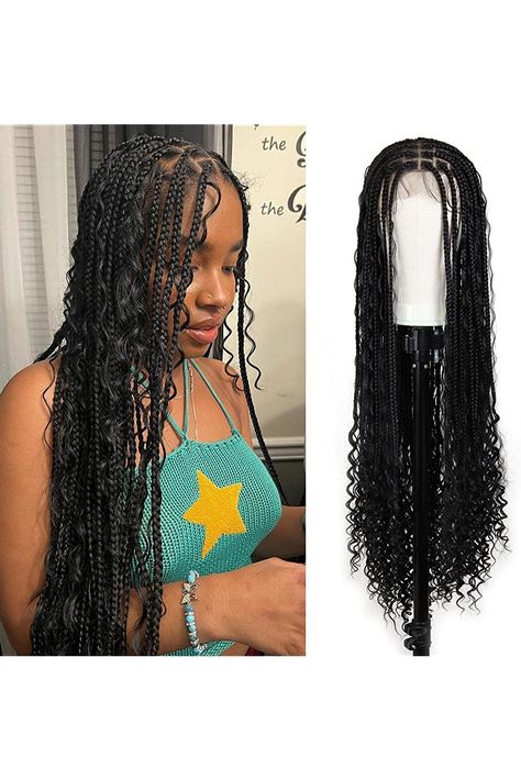 sangtok 36 in Boho Box Braid Wigs Double Full HD Lace Goddess Locs Wig Pre Plucked with Baby Hair Knotless Square Braided Lace Wigs for Women Braid Wigs, Bohemian Braids, Types Of Braids, Lace Braid, Box Braid Wig, Braided Wigs, Box Braid, Goddess Locs, Beautiful Wigs