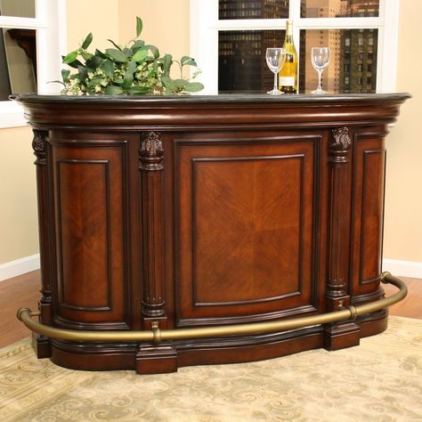 AHB Emilio Home Bar - Chestnut - Home Bars at Hayneedle Home Pub, Home Bar Designs, Home Bar Furniture, Basement Bar, Wood Bar, Swivel Bar Stools, Wooden Bar, Bar Cabinet, Discount Furniture