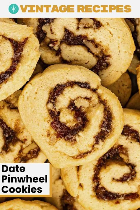 Date Nut Pinwheel Cookies, Date Pinwheels, Date Cookies Recipes, Date Pinwheel Cookies, Pinwheel Cookies Recipe, Traditional Christmas Cookies, Date Cookies, Pinwheel Cookies, Homemade Cookbook