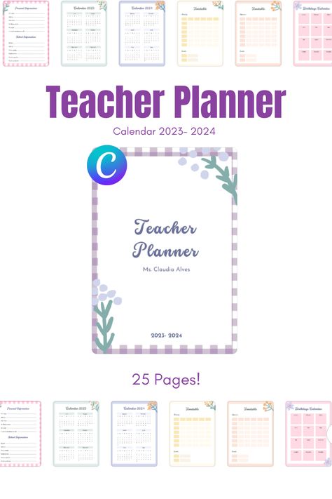 Stay organized and make every lesson count with our ultimate teacher planner! Designed with educators in mind, this planner has everything you need to stay on top of your lesson plans, attendance, grades, and more. Get your hands on our teacher planner today and make this school year your most productive yet! 📚✏️ #teacherplanner #organizedteacher #educatorsupport #canva #canvaresources #teachers #planner Teachers Planner, Teacher Planner Templates, Teacher Lesson Planner, Lesson Planner, Teacher Organization, Pink Lilac, Teacher Planner, Lesson Plan, Stay Organized