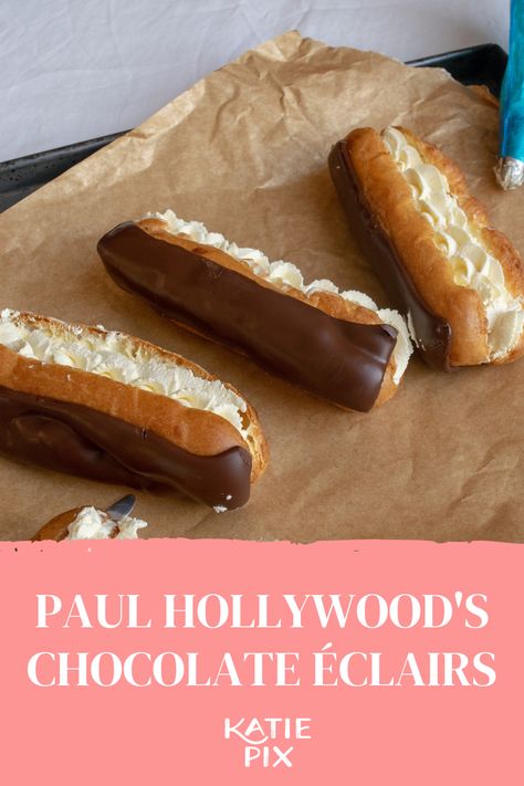 Paul Hollywood Bread Recipes, Paul Hollywood Bread, Paul Hollywood Recipes, British Baking Show Recipes, British Bake Off Recipes, Chocolate Eclairs, Bake Off Recipes, Eclair Recipe, Paul Hollywood