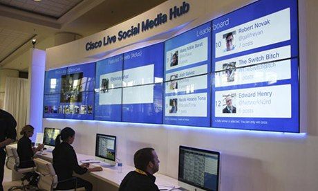 Networking for networking: how Cisco uses social media marketing Social Media Wall, Management Training, Interactive Walls, Command Center, Media Wall, Social Engagement, Social Media Advertising, Education And Training, Event Organization