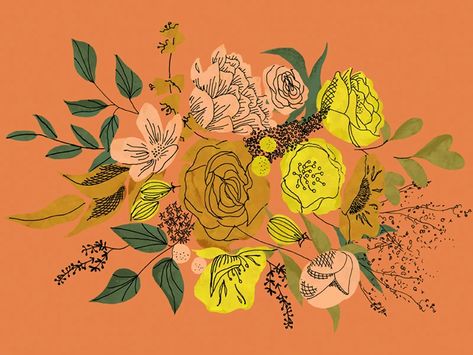 Fall Bouquet, Autumn Illustration, Pottery Painting Designs, Floral Artwork, Autumn Art, Flower Illustration, Floral Illustrations, Fall Floral, Abstract Wallpaper