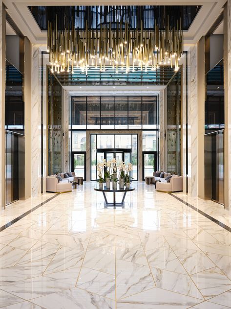 Entrance Lobby Design, Hotel Lobby Reception, Condo Lobby, Lobby Designs, Modern Hotel Lobby, Residential Lobby, Luxury Hotels Lobby, Hotel Lobby Design, Lobby Interior Design