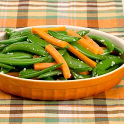 Tender-crisp vegetables are no-fuss, colourful partners to the pork. Snap Peas And Carrots Recipe, Snap Peas And Carrots, Peas And Carrots Recipe, Snow Peas Recipe, Sugar Snap Pea Recipe, Snap Peas Recipe, Best Recipes Ever, Sauteed Carrots, Peas And Carrots