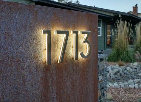 Letter Address, Illuminated House Numbers, Led House Numbers, Number Ideas, Led House, Backlit Signs, Metal House Numbers, Sign Logo, Modern House Number