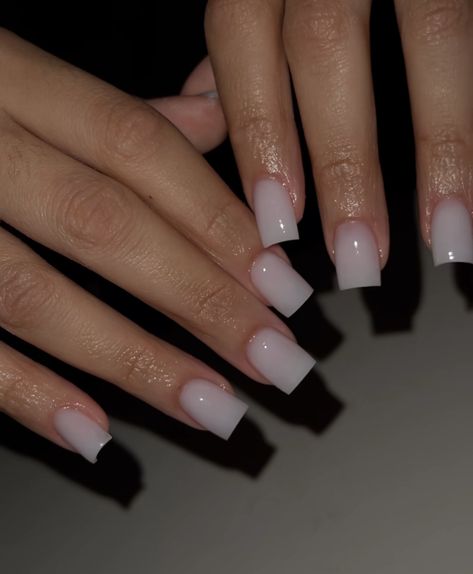 Milk White Square Nails, Base Colour Nails, Milk Color Nails, Milky White Square Nails, Nut White Nails, Plain Acrylics, Square White Nails, Silver Nails Acrylic, Milk White Nails