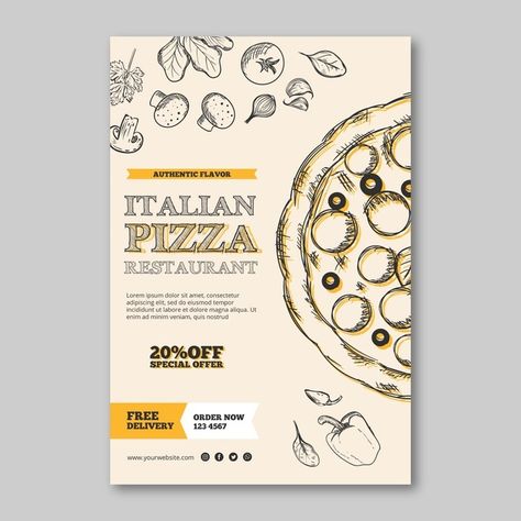 Pizza Party Poster Design, Italian Food Poster Design, Italian Restaurant Menu Design, Poster Design Restaurant, Italian Restaurant Branding, Pizza Poster Design, Restaurant Graphic Design, Pizza And Burger, Restaurant Poster Design