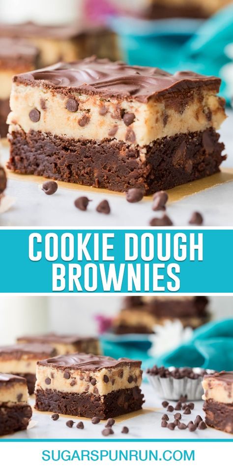 Cookie Dough Brownies are a journey into extreme decadence and indulgence! Chocolate lovers and cookie dough lovers alike will love this rich and dreamy dessert recipe that takes brownies to a whole new level! Recipe includes a how-to video! Cookie Dough Without Eggs, Extreme Brownies, Extreme Desserts, Brownies Cookie Dough, No Bake Chocolate Oatmeal Bars, Wedding Brownies, Cookie Dough To Eat, Brownie Bars, Cookie Dough Brownies