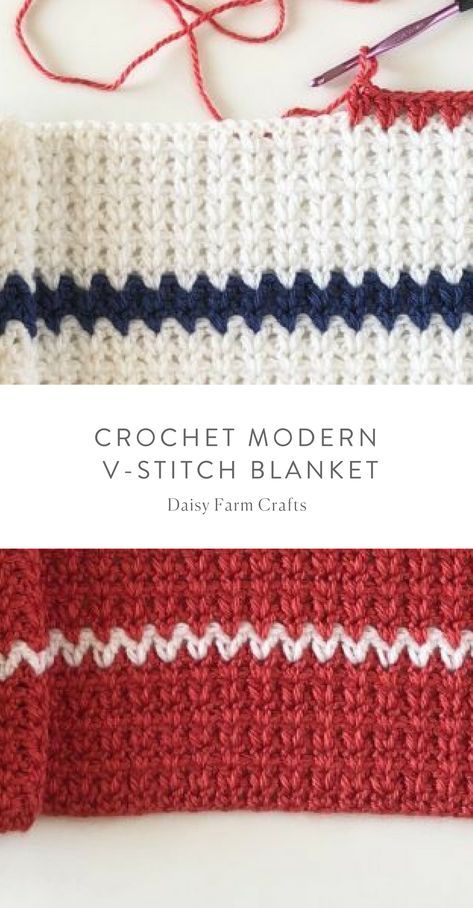 Free Pattern - Crochet Modern V-Stitch Blanket in Red, White and Blue #crochet Afghan Bedroom, Afgans Crochet, Red White And Blue Crochet, White And Blue Crochet, Blue Crochet Blanket, Crochet Modern, Daisy Farm, Baby Boy Crochet Blanket, Crochet Hood