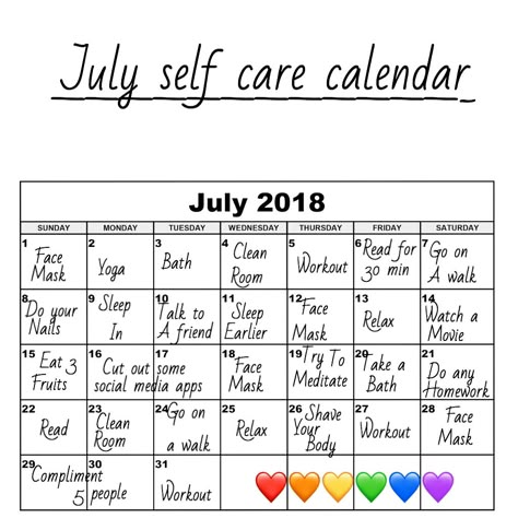 July self care calendar❤️