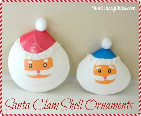 Shell Ornaments Diy, Shell Christmas Tree Ornaments, Seashell Ornaments Diy, Shell Christmas Tree, Beach Decorations, Shell Painting, Mrs Clause, Basic Painting, Seashell Ornaments