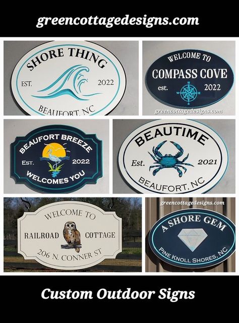 (6) greencottagedesigns.com CUSTOM CARVED PVC SIGNS on Twitter: "Cottage Signs Vacation Properties Beach House Name Signs by https://t.co/mxWEx0ly9j #OBX #Housesign #Coastal #Nautical #Crab #gems https://t.co/nMN1xltDo0" / Twitter Residential Signs, Beach House Names, Crab Sign, Custom Outdoor Signs, House Name Signs, Property Signs, Beach Property, Nautical Signs, Outdoor Welcome Sign