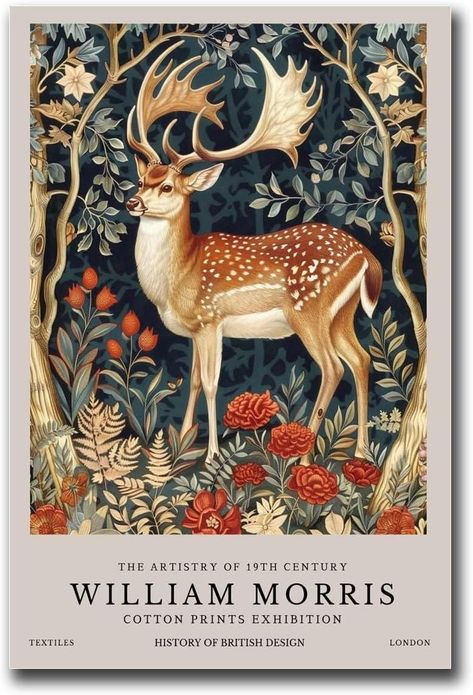 Printed Canvas Poster Wall Art William Morris Reindeer Print William Morris Exhibition Print William Morris Deer Poster Vintage Wall Art Vintage Poster Modern Home and Bedroom Decoration16x24inch : Amazon.ca: Home Vintage Woodland Art, Art Nouveau Mucha, William Morris Poster, Deer Poster, William Morris Patterns, Woodland Art, William Morris Art, William Morris Designs, Botanical Illustration Vintage