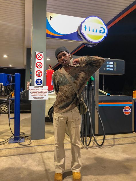 Gas Station Aesthetic Photoshoot Men, Aesthetic Gas Station Pics, Gia Tracksuit, Black Boy Fashion, Gas Station Photoshoot Instagram, Gas Station Pics, Gas Station Aesthetic, Magic Brownies, Gas Station Photoshoot