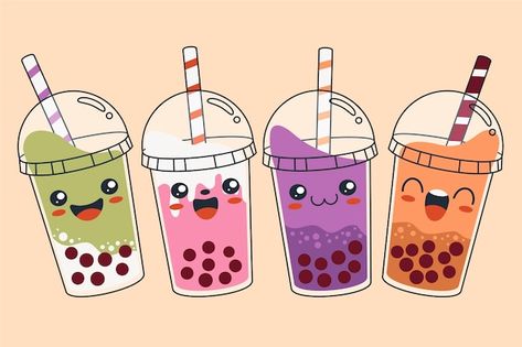 Bubble Tea Flavors, Tea Wallpaper, Tea Illustration, Tea Logo, Boba Drink, Bubble Milk Tea, Tea Shirt, Cute Pastel Wallpaper, Cute Animal Drawings Kawaii