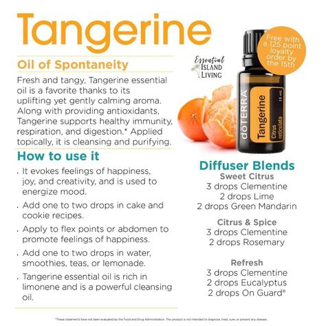 Tangerine Essential Oil, Essential Oil Diffuser Blends Recipes, Sweet Citrus, Essential Oil Diffuser Blends, Doterra Oils, Oil Diffuser Blends, Naturopathy, Oil Uses, Essential Oil Uses