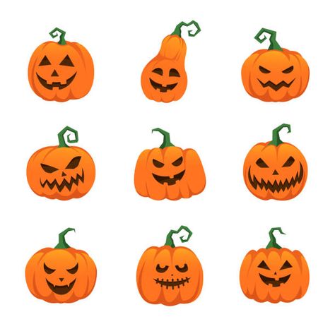 259,900+ Pumpkin Illustrations, Royalty-Free Vector Graphics & Clip Art - iStock | Pumpkin carving, Halloween, Jack o lantern Cute Pumpkin Faces, Scary Pumpkin Faces, Creepy Pumpkin, Lantern Designs, Pumpkin Illustration, Jack O Lantern Faces, Fun Pumpkins, Jack O'lantern, Dekor Diy