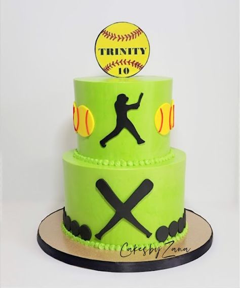 Softball Themed Birthday Cake, Softball Cakes For Girls Birthdays, Softball Cake Ideas, Softball Cakes, Softball Birthday Cakes, Softball Cake, 1st Anniversary Cake, Softball Birthday Parties, Softball Birthday