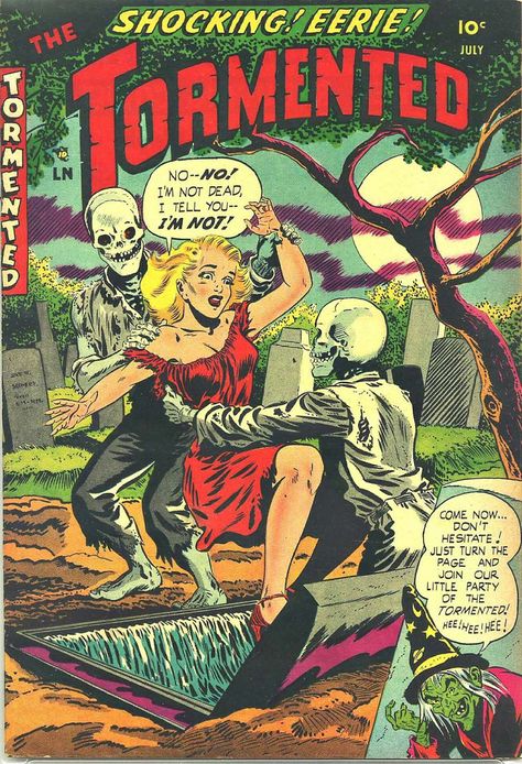 The Tormented #1 (Sterling) - Comic Book Plus Scary Comics, Creepy Comics, Golden Age Comics, Retro Comic Book, Classic Comic Books, Retro Horror, Horror Movie Art, Old Comics, Vintage Comic Books