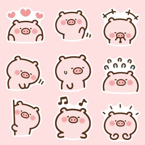 Pig Cute, Pig Drawing, Cute Easy Doodles, Pig Art, Animal Doodles, Hello Kitty Drawing, Cute Piggies, Cute Doodles Drawings, Cute Kawaii Drawings