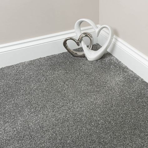 Create an luxurious look and feel with the Dolphin Grey Artemis Luxury Saxony Carpet and its elegant grey hue. This carpet has a sophisticated silver grey colour that looks beautiful in a wide range of rooms from bedrooms and living rooms to studies and dining rooms. The light and neutral colour makes it easy to match this carpet to almost any room style or colour. Get an amazingly soft and comfy floor with this Artemis carpet and its cushioned feel underfoot. With its 17mm polypropylene pile, t Living Room Decor Grey Carpet, Bedroom Grey Carpet, Dark Grey Carpet Living Room, Silver Grey Carpet, Grey Carpet Living Room, Colours That Go With Grey, Saxony Carpet, High Gloss Floors, Grey Carpet Bedroom