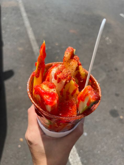 Chamoy Cucumber, Watermelon With Tajin, Tajin And Fruit, Watermelon Tajin, Watermelon With Tajin And Chamoy, Watermelon Chamoy, Mango And Tajin Snack, Watermelon And Tajin, Chamoy And Tajin Pickles