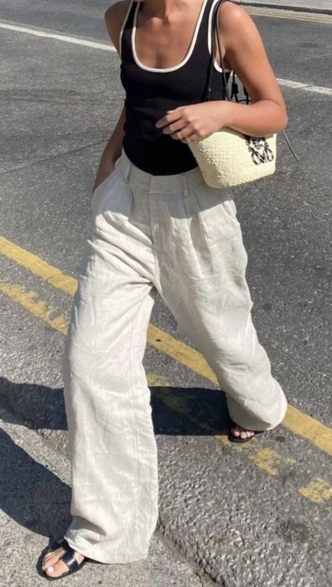 Casual Weekend Outfits, quiet luxury outfits, dress outfit, white dress, tank top outfits, jeans outfits, linen pants outfit Effortless Summer Outfits, Aunt Aesthetic, Portugal Fits, Japan Fits, Linen Pants Outfit, Hamptons Summer, Chic Summer Outfits, Europe Outfits, London Trip