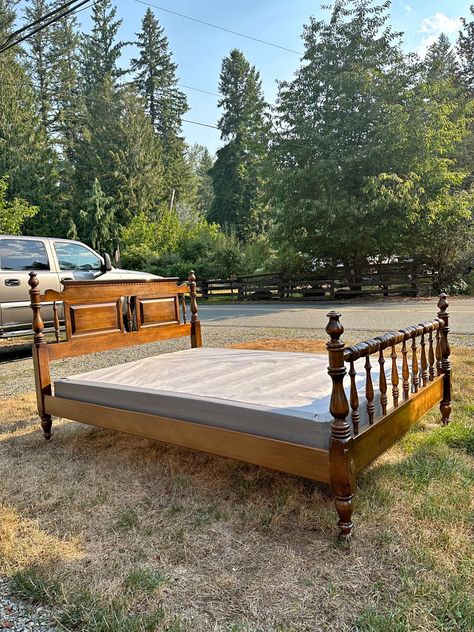 Vintage Ethan Allen Full Size Bed Frame (Box Spring Included!!) Full Size Bed Frame, Full Size Bed, Ethan Allen, Box Spring, Bed Frame, Solid Wood, Bed, Wood, Frame