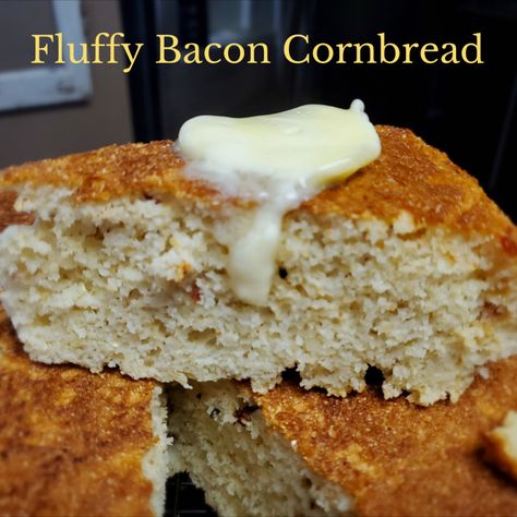 Fluffy southern style cornbread with bacon and onion. Perfect for enjoying with blackeyed peas or greens. Cornbread With Bacon, Corn Beef Hash, Bacon Cornbread, Southern Style Cornbread, Blackeyed Peas, Corn Beef, Corned Beef Hash, Beef Hash, Bacon Grease