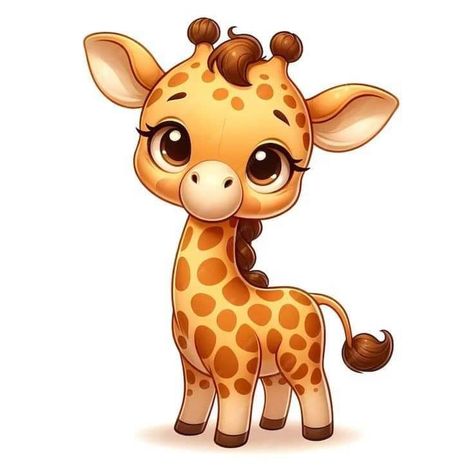 Cute Girrafe Aesthetic Cartoon, Animal Illustration Cute, Baby Giraffe Drawing, Baby Animals Illustration, Cute Baby Illustration, Cute Animals Illustration, Cute Giraffe Drawing, Cartoon Animals Cute, Cute Animals Cartoon