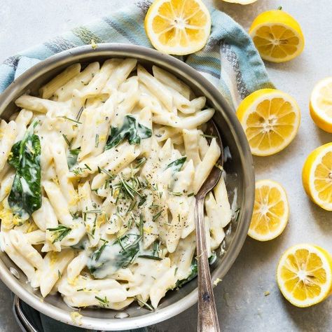 PENNE PASTA IN A LEMON ROSEMARY GOAT CHEESE SAUCE Goat Cheese Sauce, Wilted Kale, Rosemary Sauce, Pasta Farfalle, Goat Cheese Pasta, Pasta Penne, Farfalle Pasta, Goat Cheese Recipes, Diner Recept