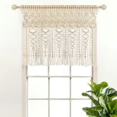 A Neutral Palette | Antique Farmhouse Boho Kitchen Curtains, Curtain Wall Decor, Textured Window Treatments, Bathroom Window Curtains, Kitchen Valances, Lush Decor, Macrame Curtain, Woven Wall Art, Curtain Wall