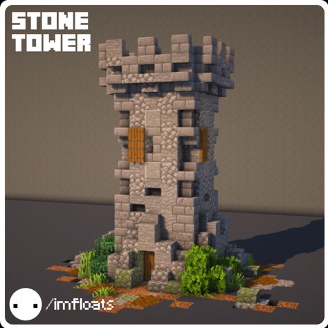 Minecraft Wall Tower, Guard Tower Minecraft, Tall Minecraft Buildings, Stone Tower Minecraft, Minecraft Outpost Tower, Minecraft Watchtower Simple, Minecraft Stone Mason House, Minecraft Stone Builds, Small Tower Minecraft