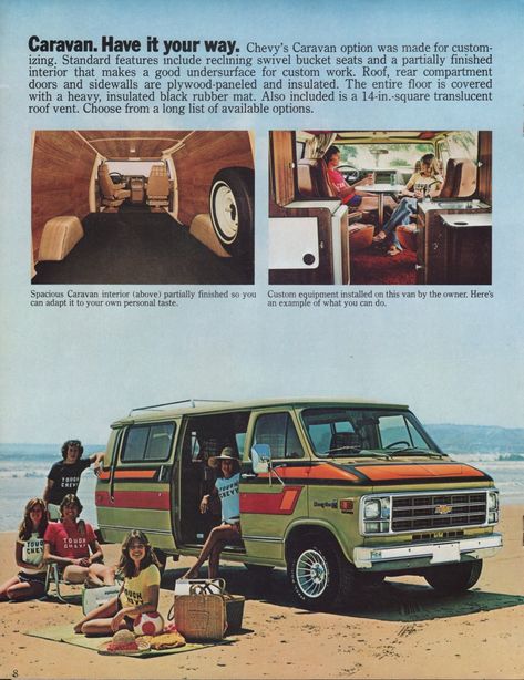 Chevrolet Van, Gmc Vans, Old School Vans, Caravan Interior, Chevy Van, Classic Vans, Cool Vans, Gm Trucks, Car Advertising