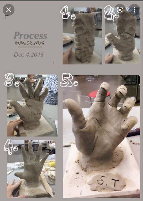 How To Sculpt Hands With Clay, High School Sculpture Projects Clay, How To Sculpt A Hand With Clay, How To Clay Sculpture, Clay Person Sculpture, Hand Clay Sculpture, Sculpture Art Animal, Cool Clay Sculptures, Clay Hands