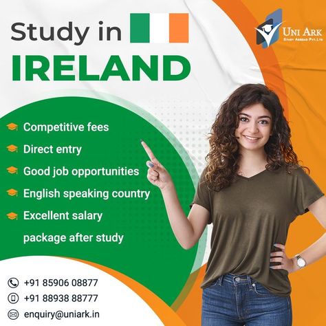 Uniark provides expert support and advice to students who want to study in Ireland. We take care of every minute need until you settle down in college. Give wings to your dreams with Uniark. Apply now! Contact now! For enquiries visit : 🌐 www.uniark.in 📌 Ernakulam, Calicut ☎ 0484-4027772, +91 8893888777 #abroadstudy #abroadeducation #uniark #studyabroad #studyinIreland #Ireland Study In Ireland, Admissions Poster, Education Poster Design, Business Brochure Design, Visiting Card, Education Poster, Visiting Cards, Business Brochure, Job Opportunities