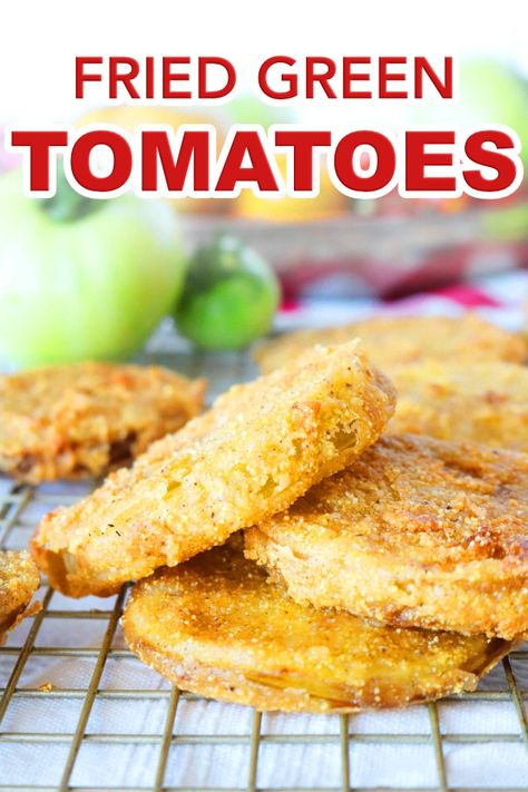 Easy Fried Green Tomatoes Recipe | The absolute best recipe for easy fried green tomatoes! Plus, tips on where to buy green tomatoes and the perfect batter for a perfectly crunchy coating! #greentomatoes #friedgreentomatoes #Southernfood #appetizer #sidedish #summerrecipes Easy Fried Green Tomatoes, Fried Green Tomatoes Recipe, Green Tomato Recipes, Quick Side Dishes, Tomatoes Recipe, Oven Fried, Fried Green, Fried Green Tomatoes, Garden Food