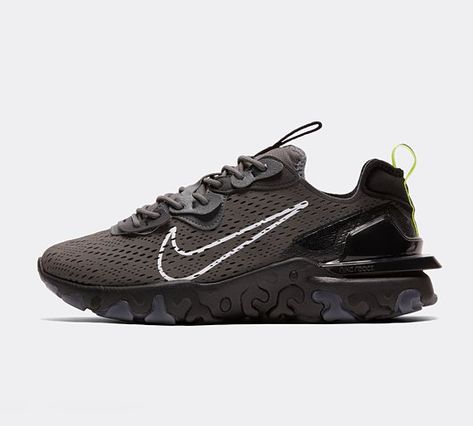 Nike React Vision Winterised Trainer | Iron Grey / White / Volt / Black | Footasylum Nike React Vision Noir, Technical Black Running Shoes With Ventilation, Nike React Presto, Nike React Phantom Run Flyknit 2, Nike React Vision, Nike Vaporfly Next % 2, Transparent Heels, Nike Trainers, Nike React