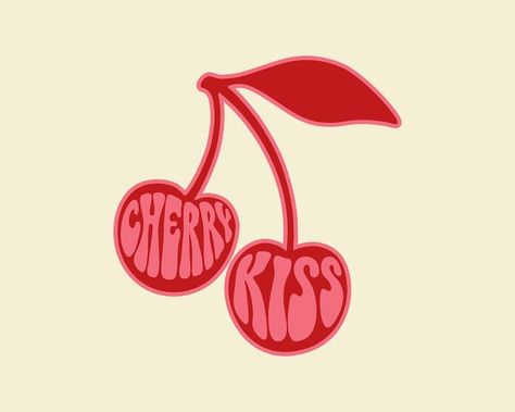 Cherry Logo Design, Aesthetic Logo Design Ideas, Trippy Logo, Aesthetic Logos, Clothing Logos, Funky Logo, Cherry Illustration, Crystal Shops, Trendy Logo Design