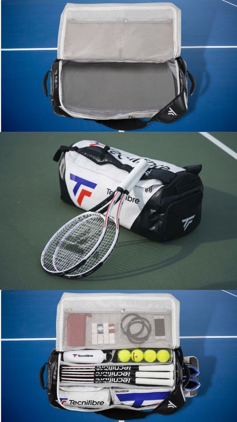 The feature loaded Tecnifibre tennis bag hasenough space and compartments for all of your tennis gear. PVC inserts maintain the shape of your Tecnifibre bag and the EBS protects the curve of your back. The Ergonomic Back Support system includes adjustable padded backpack straps and strategically located extra foam padding to support the ergonomic contours of your spine. The Tecnifibre line includes a 12-pac Tour bag, a 9-pac Tour and a Tour Tecnifibre tennis Backpack. What To Keep In Your Tennis Bag, Tennis Bag Essentials, Tennis Bags Backpacks, Tennis Backpack Wilson, Tennis Racquet Bags, Padel Racket Bag, Tennis Backpack, Tennis Photography, Tennis Equipment