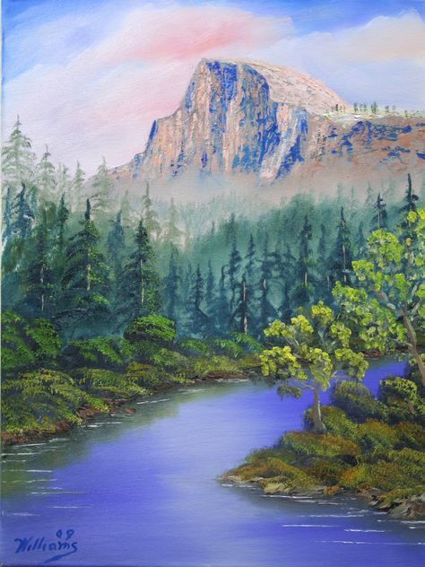 Yosemite Painting, Western Landscape Art, National Park Painting, Yosemite Art, Park Painting, Half Dome Yosemite, Merced River, National Park Art, Western Landscape