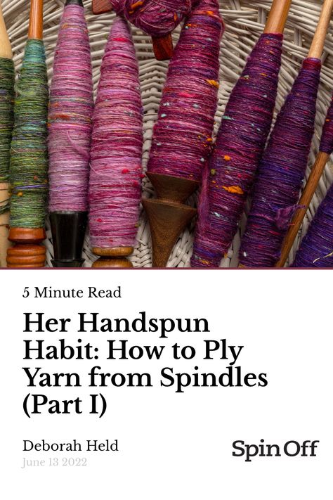 The number one question people ask when I’m using a handspindle: “how do you go about plying singles yarns from the spindles?” Plying Yarn, Spinning Yarn Drop Spindle, Spinning Yarn Fiber, Art Yarn Spinning, Wool Spinning, Spindle Spinning, Fiber Studio, Rigid Heddle Weaving Patterns, Making Yarn