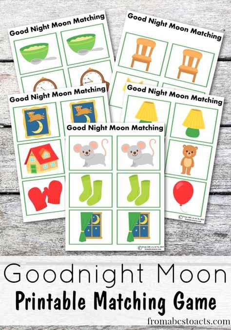 Goodnight Moon doesn't have to be just a bedtime story! In fact, you can enjoy it all day long with this fun printable Goodnight Moon matching game! Goodnight Moon Activities, Moon Activities, Goodnight Sleep, Spanish Games, Reading Month, Goodnight Moon, Margaret Wise Brown, Five In A Row, Story Activities