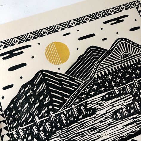 This block print is hand-carved into rubber and pressed by hand onto antique white recycled paper. 11x14 inch print. Signed and numbered.The art itself is about 9x11.5 inches with 1-inch paper margins on all sides. Due to the nature of block printing, each print will be unique, but beautiful all the same. Lino Carving Ideas, Lino Art Ideas, Linocut Prints Ideas, Lino Cut Ideas, Linocut Ideas, New Year Card Design, Woodcut Printing, Cute Christmas Ideas, Linoleum Block Printing