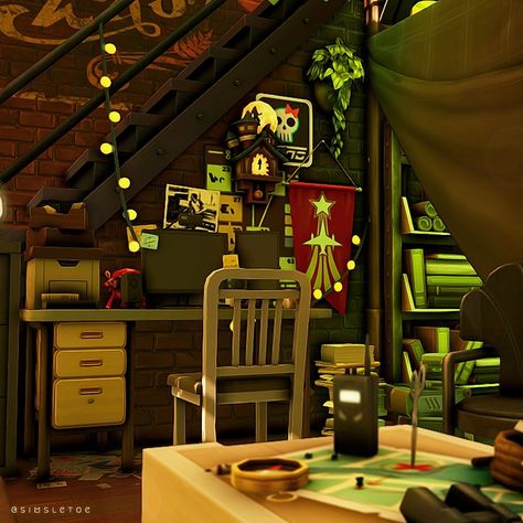 Converted Warehouse 📡 (1/2) Hey everyone! I've made a small converted warehouse using the #krisssu200 shell challenge by @krystophyre 🌟 This warehouse is situated in the town of Strangerville, perfect for a sim who's into solving Strangerville's mystery. There's also space for a dog, as I imagined it would be the perfect companion for the sim who lives here. Build Details: • §77,932 | 20x20 • 1 Bedroom | 1 Bathroom • 8 Bells, Strangerville. Download: No CC | Playtested | Fully-Furnishe... Ts4 Builds, Converted Warehouse, Sims Building, In The Town, Sims 4 Houses, Ts4 Cc, Character Ideas, Room Interior, Sims 4