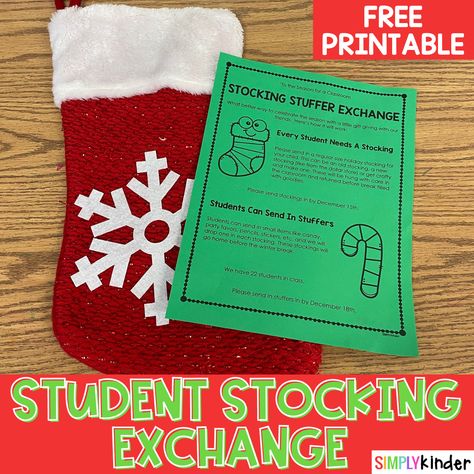 Student Stocking Exchange - Simply Kinder Classroom Gift Exchange, Teach Numbers, Reading Buddies, Fluency Passages, Christmas Teaching, Teen Numbers, Christmas Gift Exchange, Christmas School, Free Lettering