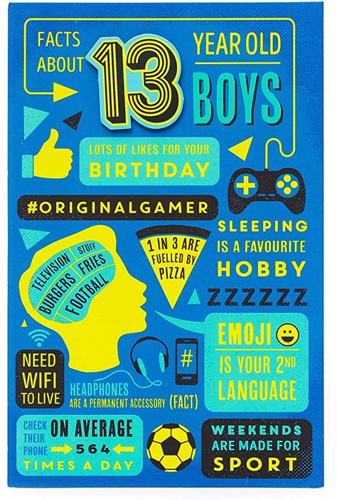 watermark 13TH Birthday Card - Birthday Card Aged 13 - Cool Gamer Birthday Card - 13 Today Card - Birthday Card for 13-Year-Old - Gift Card for Kids - Gift Card for Boys - Games: Amazon.co.uk: Office Products Printable Unicorn Birthday Invitations, Birthday Boy Quotes, 13th Birthday Boys, Happy Birthday Wishes Song, Cricut Birthday Cards, 13th Birthday Invitations, Cricut Birthday, Happy 13th Birthday, Teenager Birthday