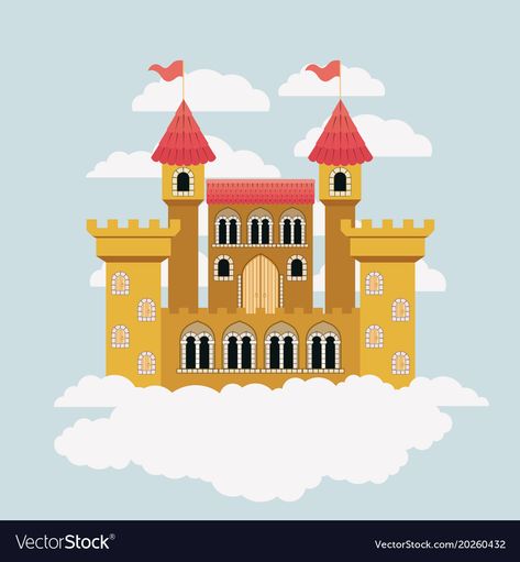 Yellow Castle, Cloud Illustration, Book Illustration, Adobe Illustrator, Fairy Tales, Vector Images, Vector Free, Vector Illustration, Illustrator